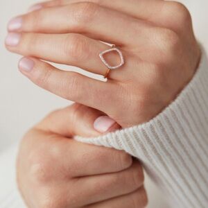 NWT Monica Vinader 'Riva' Diamond Hoop Ring Yellow Gold Size 6.5 New